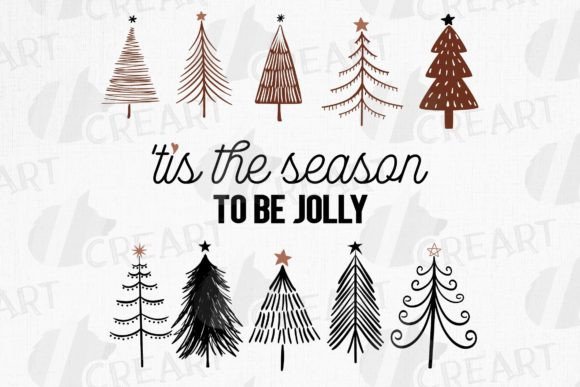 Boho Christmas Trees Copper and Black SVG