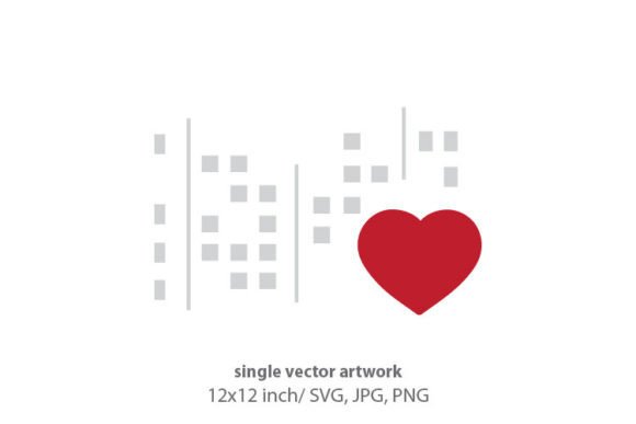 City Buildings and Red Heart Graphics & Icons