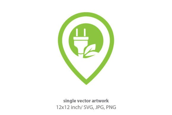 Electrical Plug and Green Leaves Graphics & Icons