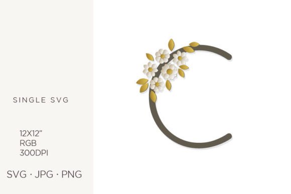 Floral Monogram, Flowers, Letter C Graphics & Icons