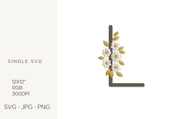 Floral Monogram, Flowers, Letter L: Graphics & Icons Review