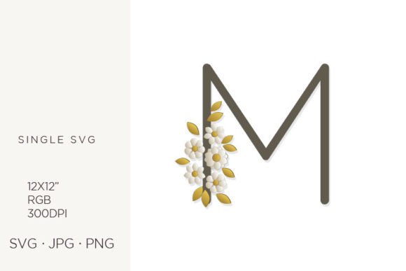 Floral Monogram Graphics: Flowers & Letter M Icons