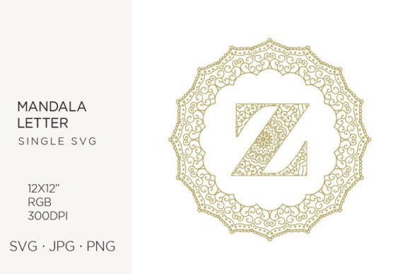 Golden Floral Mandala Frame, Letter Z — Graphics & Icons