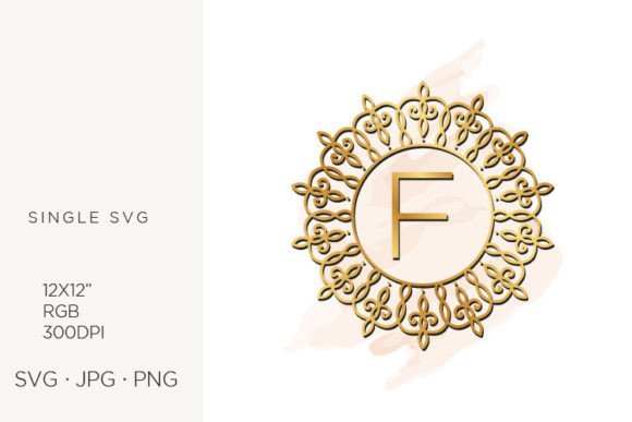 Golden Ornamental Monogram Letter F Graphics & Icons