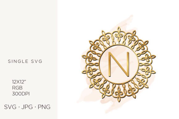 Golden Ornamental Monogram Letter N: Elegant Icons & Graphics for Local Branding