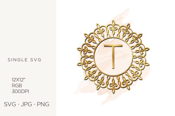 Golden Ornamental Monogram Letter T Graphics & Icons