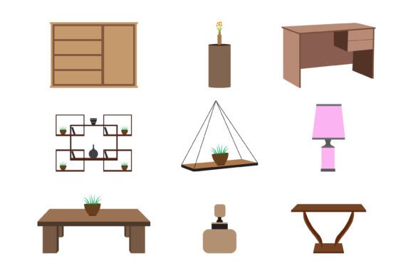 Home Decor Interior Furniture Elements I Graphics & Print Templates