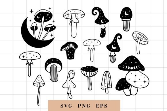 Mushrooms Celestial Witchy SVG