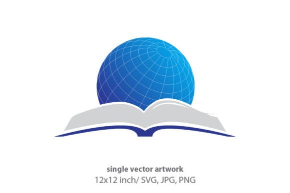 Open Book and Globe Logo Icon: Graphics & Icons for Publishers