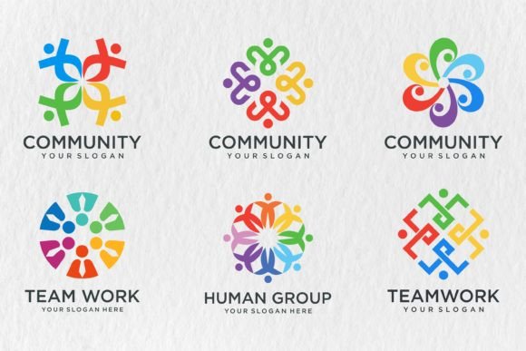 People Community Together Logo Icon Set: Graphics & Logos