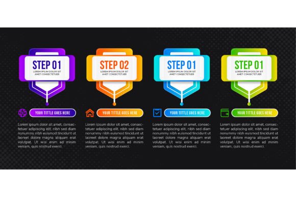 Rectangle Infographic Four Step Graphics