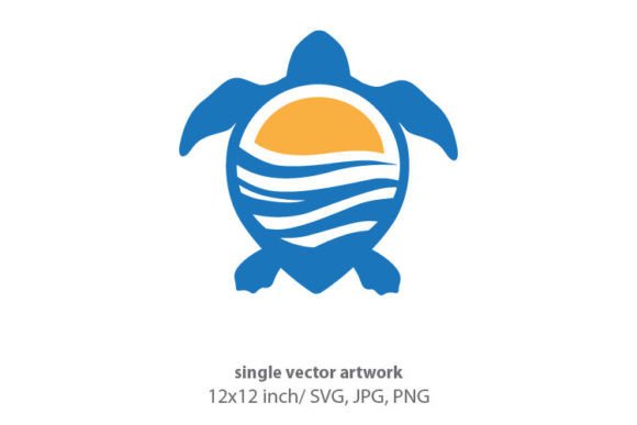 Sun and Sea Waves Inside Turtle Shell Graphics