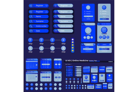 Telehealth Services UI Elements Kit: Graphics & UX/UI Kits
