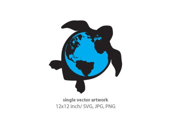 Turtle with World Shell Graphics & Icons