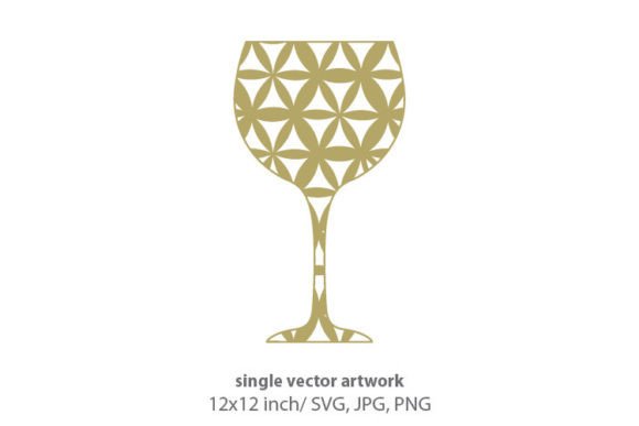 Wine Glass, Flower of Life Pattern Graphics & Icons