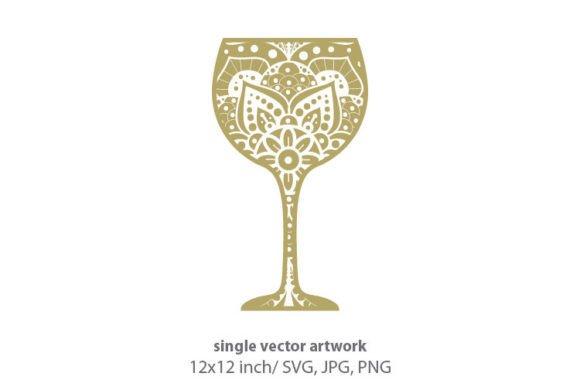 Wine Glass, Mandala Pattern Graphics & Icons